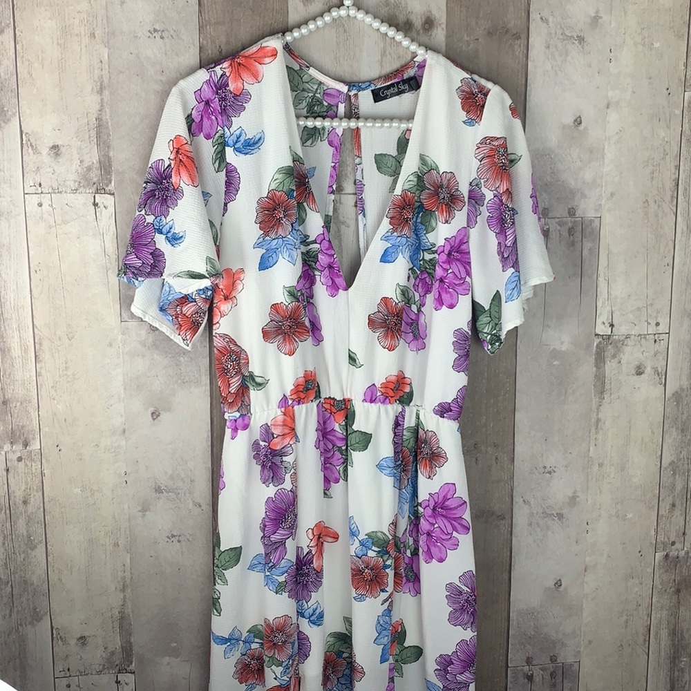 Crystal Sky flower open back maxi dress size 7